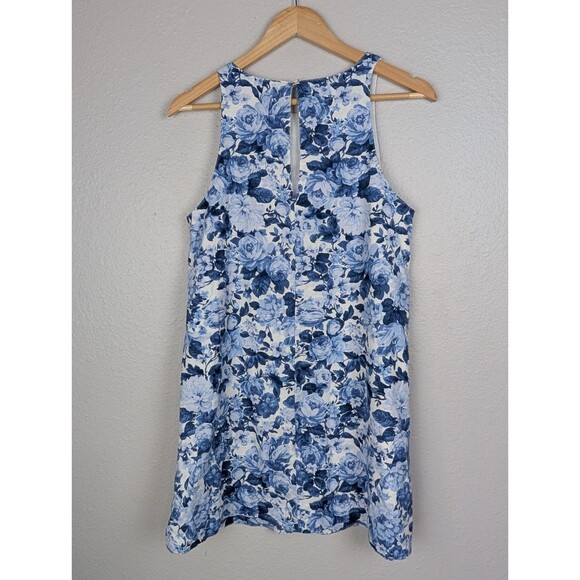 Abercrombie Mini Linen Dress White Blue Floral Size Small - Picture 2 of 9